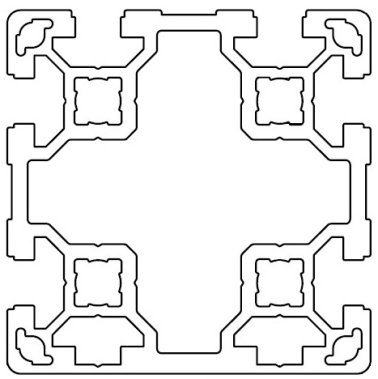 Profil aluminiu standard industrial 80x80 Serie 2, Sistem 40 LIGHT Canal 10, 1 latura inchisa