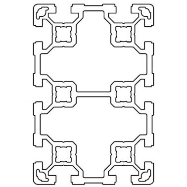Profil aluminiu standard industrial 80x120 Serie 2, Sistem 40 LIGHT Canal 10, 2 laturi inchise