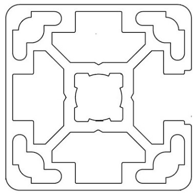 Profil aluminiu standard industrial 40x40 Seria 2, Sistem 40 LIGHT canal 10, 3 laturi inchise