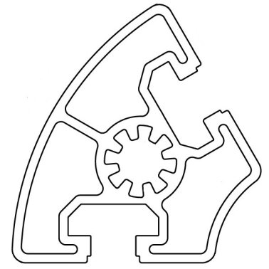Profil aluminiu standard industrial 45R60 Seria 2, Sistem 45 Canal 10, Segment 60°
