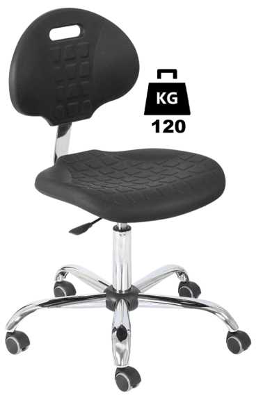 Scaun uz industrial POLYURETHAN Standard WLL=120kg H=440-570mm cu roti din cauciuc cu frana la asezare