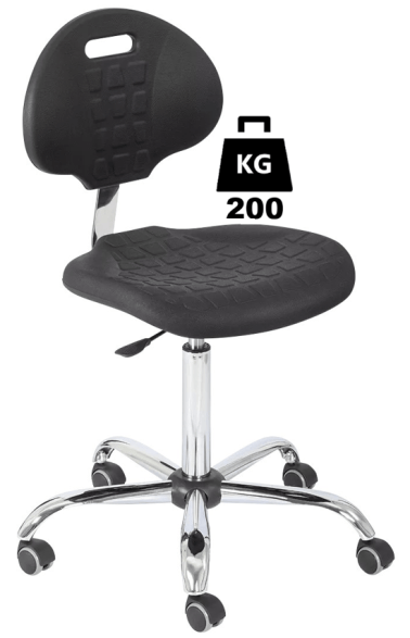 Scaun uz industrial POLYURETHAN Heavy Duty WLL=200kg H=440-570mm cu roti din cauciuc fara frana