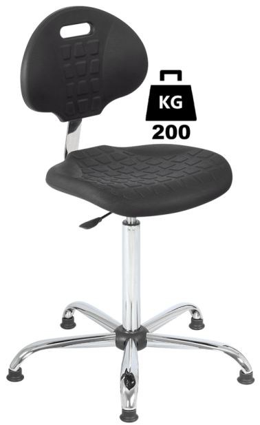 Scaun uz industrial POLYURETHAN Heavy Duty WLL=200kg H=580-830mm cu suport picioare si cotiere metal