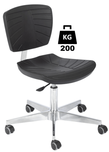 Scaun uz industrial poliuretan COMFORT Heavy Duty WLL=200kg H=430-560mm cu roti din cauciuc cu frana la ridicare