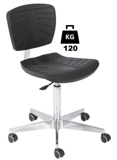 Scaun uz industrial poliuretan COMFORT Standard WLL=120kg H=510-700mm cu roti din cauciuc fara frana