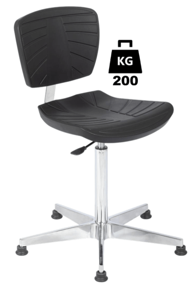 Scaun uz industrial poliuretan COMFORT Heavy Duty WLL=200kg H=550-800mm cu cotiere metal