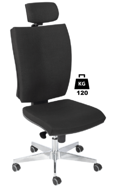 Scaun uz industrial cu husa textila SUPERIOR 2 WLL=120kg H=435-500mm negru industrial cu roti din cauciuc cu frana la asezare