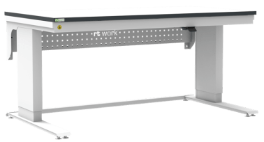 Masa de lucru ESD inaltimea reglabila electric sistem L-Heavy Duty 1500/800 dreptunghiular gri deschis