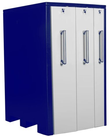 Dulap metalic cu 3 sertare verticale latime 1x200mm, 1x300mm si 1x400mm 1690x1300x2515 albastru/alb
