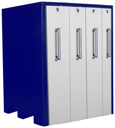 Dulap metalic cu 4 sertare verticale latime 1x200mm, 2x300mm si 1x400mm 1290x800x1515 gri deschis/alb