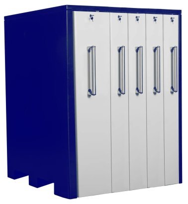 Dulap metalic cu 5 sertare verticale latime 4x200mm si 1x400mm 2090x800x1515 albastru/alb