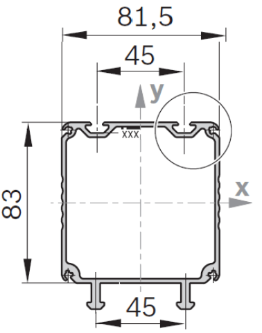 Profil aluminiu jgheab 90x90 sistem Vario BOSCH REXROTH 50-3000 mm neprelucrat