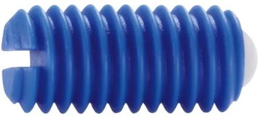 Surub de presiune plastic albastru cu bila POM alb M6 EH 22040.0406