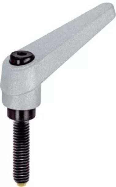Manetă de fixare ajustabilă, cu șurub de fixare/cu șurub de presiune cu bolț din alamă | d1=18 mm / d2=M8 / l1=50 mm / argintiu | 24410.1383