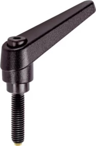 Manetă de fixare ajustabilă, cu șurub de fixare/cu șurub de presiune cu bolț din alamă | d1=18 mm / d2=M8 / l1=50 mm / negru | 24410.1384