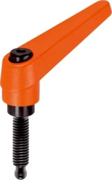 Manetă de fixare ajustabilă, cu șurub de fixare/cu bilă | d1=18 mm / d2=M10 / l1=20 mm / portocaliu | 24410.3441