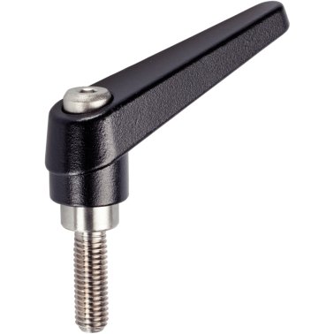 Manetă de fixare ajustabilă, cu componente interne din oţel inoxidabil, cu şurub | d1=18 mm / d2=M8 / l1=20 mm / negru | 24390.0344