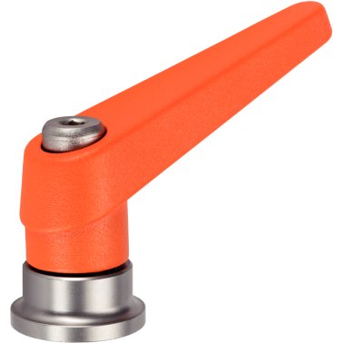 Manetă de fixare ajustabilă, cu rulment axial din oţel inoxidabil, cu filet interior | d1=30 mm / d2=M12 / portocaliu | 24420.1310
