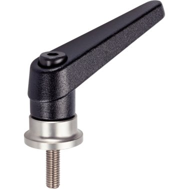 Manetă de fixare ajustabilă, cu rulment axial din oţel inoxidabil, cu şurub | d1=25 mm / d2=M10 / l1=29 mm / negru | 24420.1232
