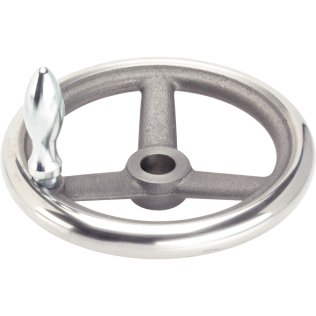 Roţi de manevră, DIN 950 fontă/fără canal, cu măner rotativ, EH 24460., asamblat forma B-F/G (anterior D 4) | d1=400 mm / d2=30 mm | 24580.0250