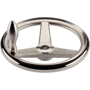 Roţi de manevră, similar DIN 950, oțel inoxidabil/cu nut, cu mâner fix EH 24450., asamblat, forma N-F/G (anterior F 3) | d1=125 mm | 24591.0510