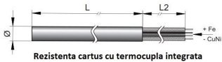 Rezistenta electrica tip cartus cu termocupla integrata 8.0 mm L=80 mm