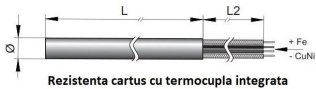 Rezistenta electrica tip cartus cu termocupla integrata Ø20.0 mm L=100 mm
