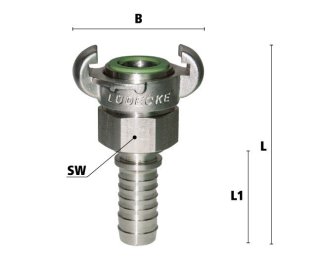 Cupla de siguranta cu gheare furtun MODY DIN 3238 din INOX 1.4401 DN=25 mm