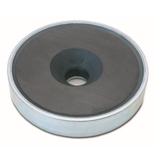 Saiba plata magnetica din ferita dura cu gaura tesita si carcasa din otel zincat A=40 mm