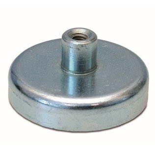 Saiba plata magnetica din NdFeB cu carcasa din otel zincat cu bucsa filet interior A=16 mm