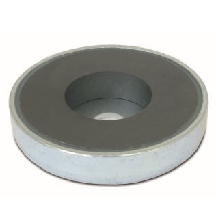 Saiba plata magnetica din NdFeB cu gaura cilindrica si carcasa din otel zincat A=16 mm