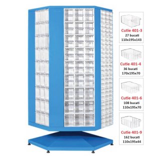 Dulap metalic rotativ cu 333 cutii Seria MT-650 gri inchis