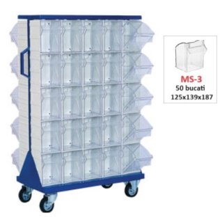 Dulap metalic mobil cu 50 cutii Seria MSCS-3 albastru
