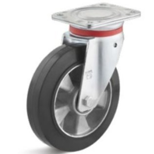 Roata cauciuc elastic, carcasa pivotanta HEAVY DUTY, WLL=200 kg, D=125 mm