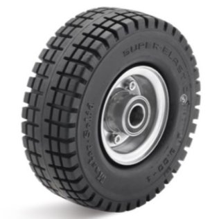 Roata cauciuc superelastic negru, janta otel zincat, WLL=950kg, D=405 mm
