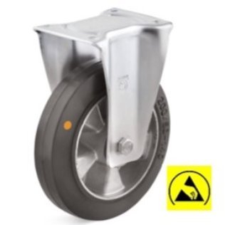 Roata ESD cauciuc elastic, cu carcasa fixa, WLL=200 kg, D=125 mm