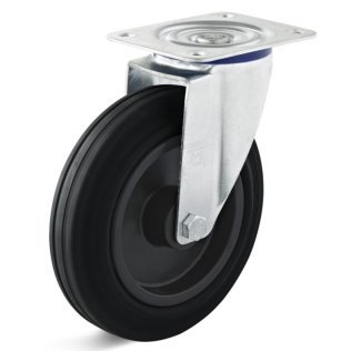 Roata cauciuc termoplastic, rulment cu ace, carcasa pivotanta, WLL=100 kg, D=125 mm