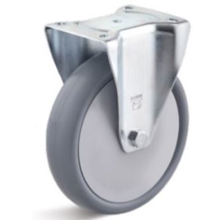 Roata cauciuc termoplastic, rulment cu bila, carcasa fixa, WLL=80 kg, D=80 mm
