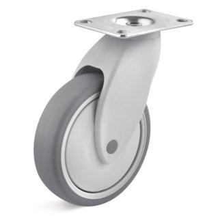 Roata cauciuc termoplastic, rulment cu bila, carcasa pivotanta, WLL=100 kg, D=100 mm