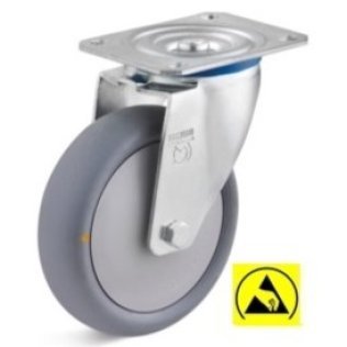 Roata ESD termoplast, carcasa pivotanta, WLL=80 kg, D=80 mm