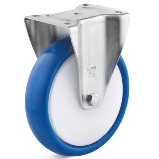 Roata poliuretan, rulment cu bile, cu carcasa fixa, WLL=100 kg, D=80 mm