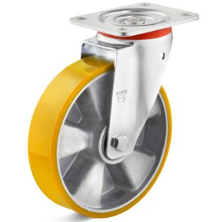 Roata poliuretan rigid, rulment cu bila, carcasa pivotanta, WLL=500 kg, D=160 mm