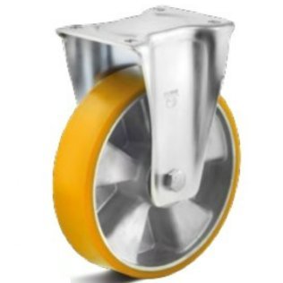 Roata poliuretan rigid, rulment cu bila, carcasa fixa HEAVY DUTY, WLL=350 kg, D=125 mm