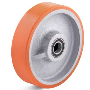 Roata poliuretan rigid, rulment cu bila, orange, WLL=2200 kg, D=300 mm