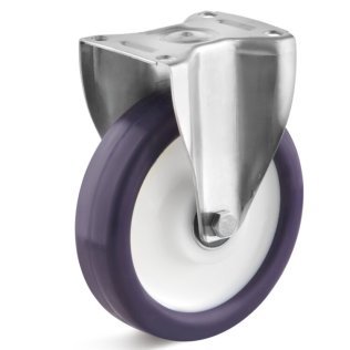 Roata poliuretan elastic, rulmenti cu bila, carcasa fixa, WLL=180 kg, D=100 mm