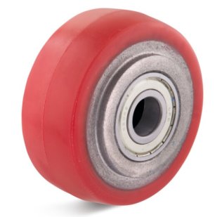 Roata poliuretan elastic, rosu, janta aluminiu, rulment, WLL=500 kg, D=160 mm