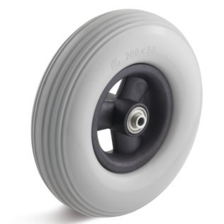 Roata poliuretan elastic expandat, janta polimer, rulment bila si role, WLL=75 kg, D=150 mm