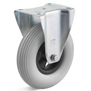 Roata poliuretan elastic expandat, janta polimer, rulment cu bila si role, carcasa fixa, WLL=75 kg, D=150 mm