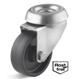 Roata poliamida lagar alunecare, carcasa pivotanta cu alezaj INOX, WLL=60 kg, D=75 mm