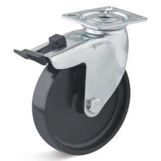 Roata poliamida, seria LIGHT, carcasa pivotanta cu frana, WLL=60 kg, D=100 mm